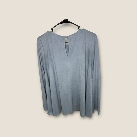 Altar’s State Suede Lace Front Long Sleeve Top Small - Picture 2 of 6